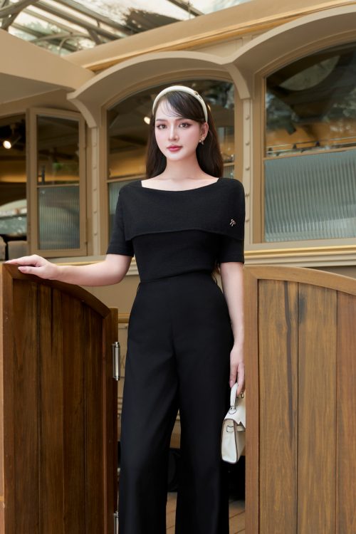 Áo Tay Lửng Cổ Cách Điệu Vải Len Mềm