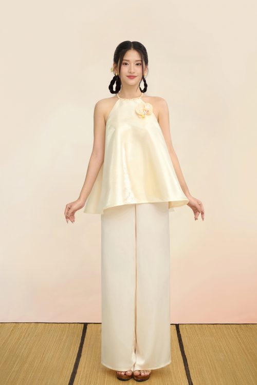 Quần Lụa Áo Dài Màu Vàng Kem